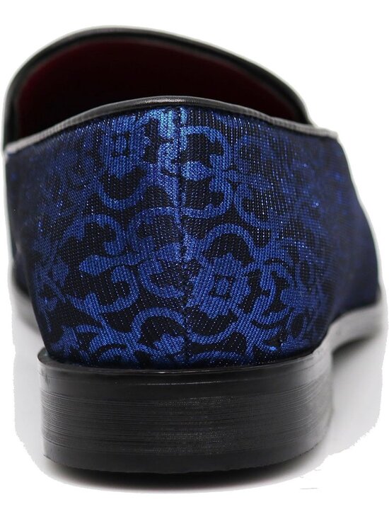 Enzo Romeo Men\'s Blue Satin Silky Floral Chain Buckle Loafer Slip On Shoes main image 5